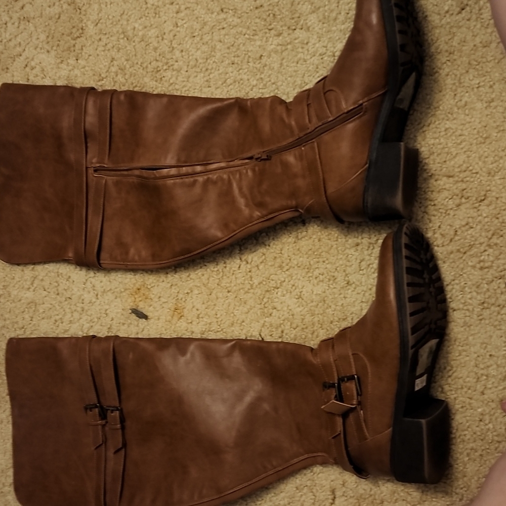 Thigh high boots.